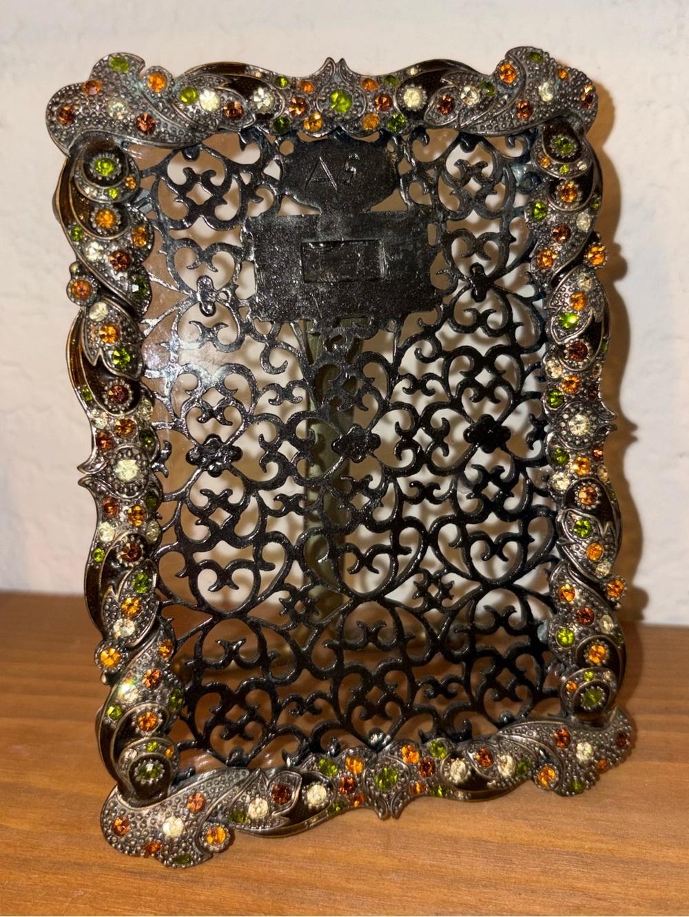 Tizo 3x5 Jeweled Crystal Ornate Picture Frame Amber Green